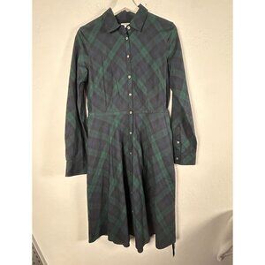 Untuckit Womens Plaid Holly Shift Dress Size 8 Regular Fit Long Sleeve navy New